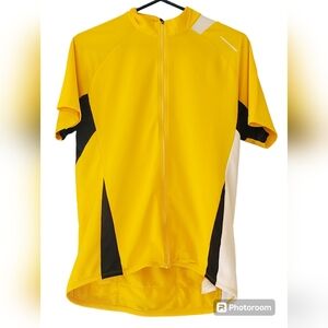 Cannondale Short Sleeve Cycling Jersey Full Zip Medium Yellow Black Wht Pockets